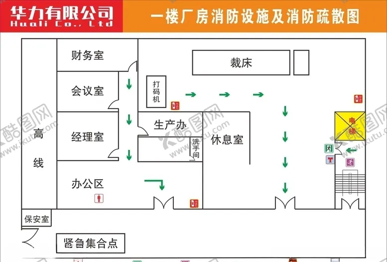 编号：79570906280102504321【酷图网】源文件下载-消防设施及消防疏散图