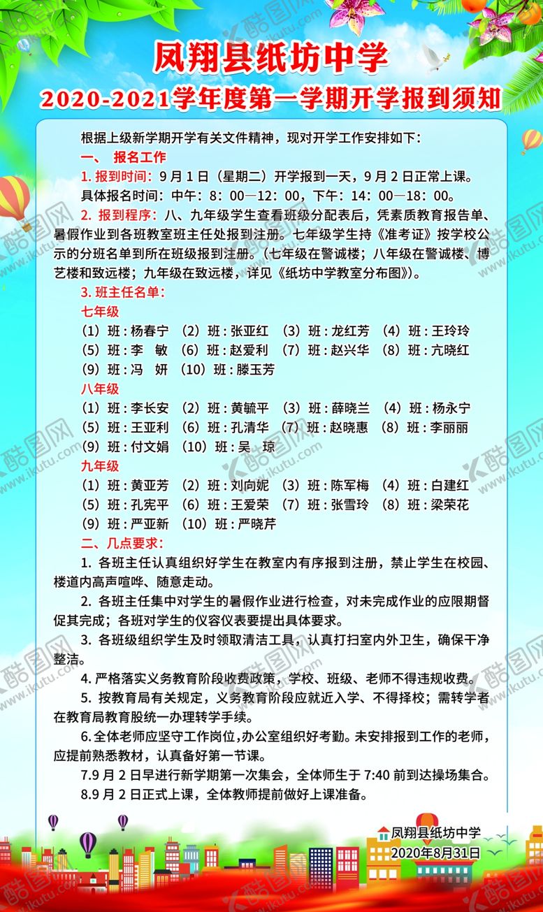 编号：91653810292254273451【酷图网】源文件下载-学校展板报到须知