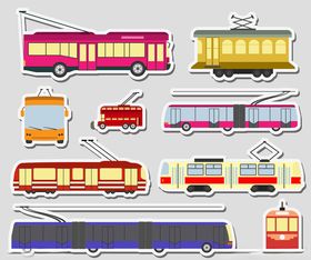 多彩有轨电车矢量插画