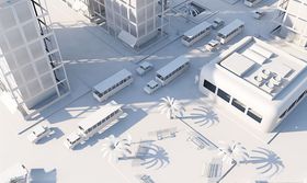 C4D模型低面体工厂建筑街道
