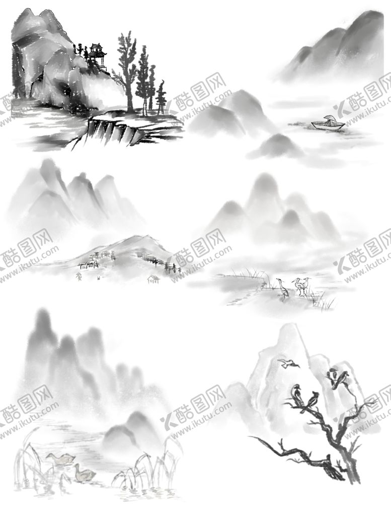 编号：66728709272339378612【酷图网】源文件下载-水墨素材毛笔画素材墨迹素材