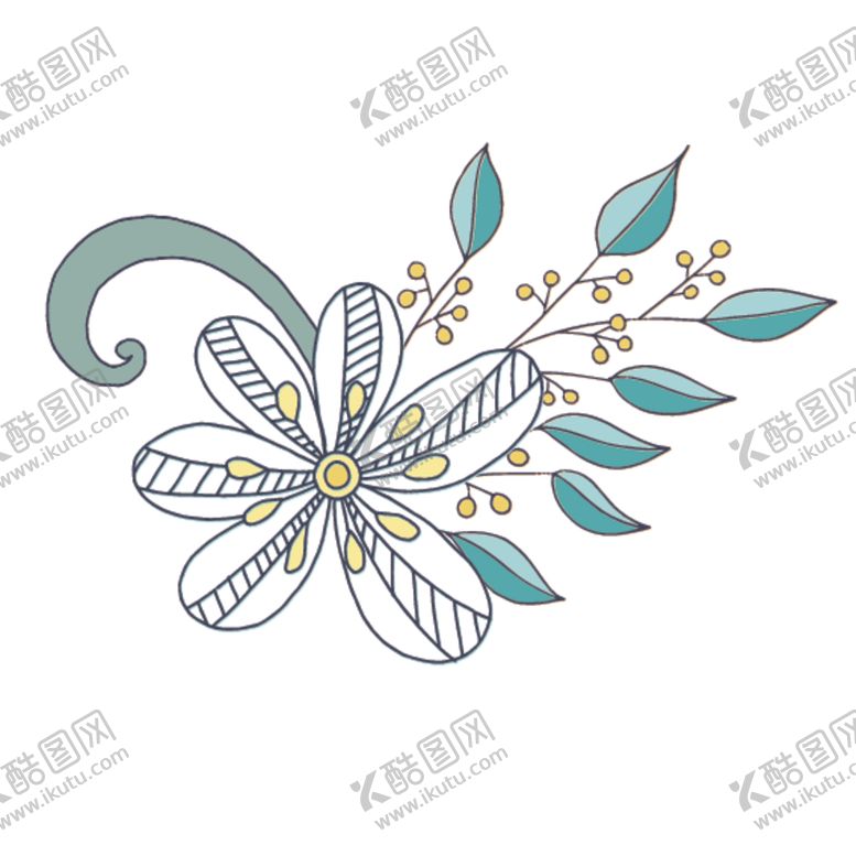 编号：26405007120923522527【酷图网】源文件下载-小清新花朵植物插画