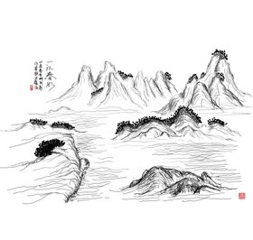 简约风景线条勾勒底纹