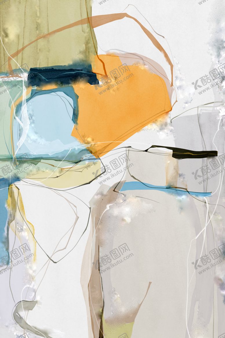 编号：53576409202110134261【酷图网】源文件下载-新中式莫兰迪色块拼接装饰画