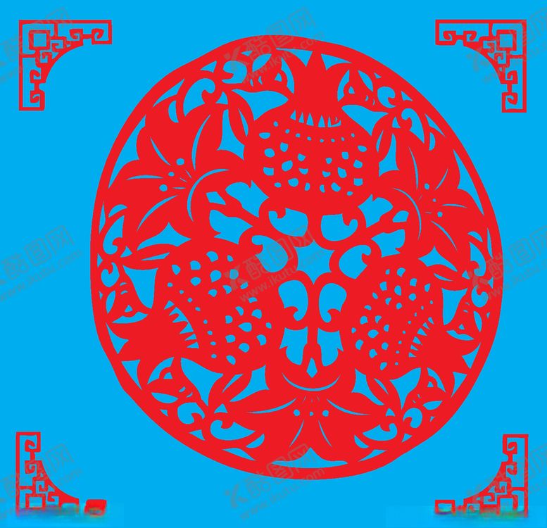 编号：42304110300604186967【酷图网】源文件下载-榴开百子剪纸