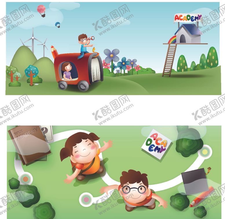 编号：92545004010821099597【酷图网】源文件下载-卡通儿童背景插图矢量