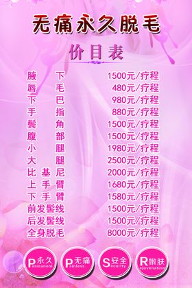 永久脱毛价目表粉色