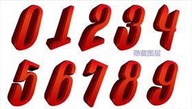 红色立体数字