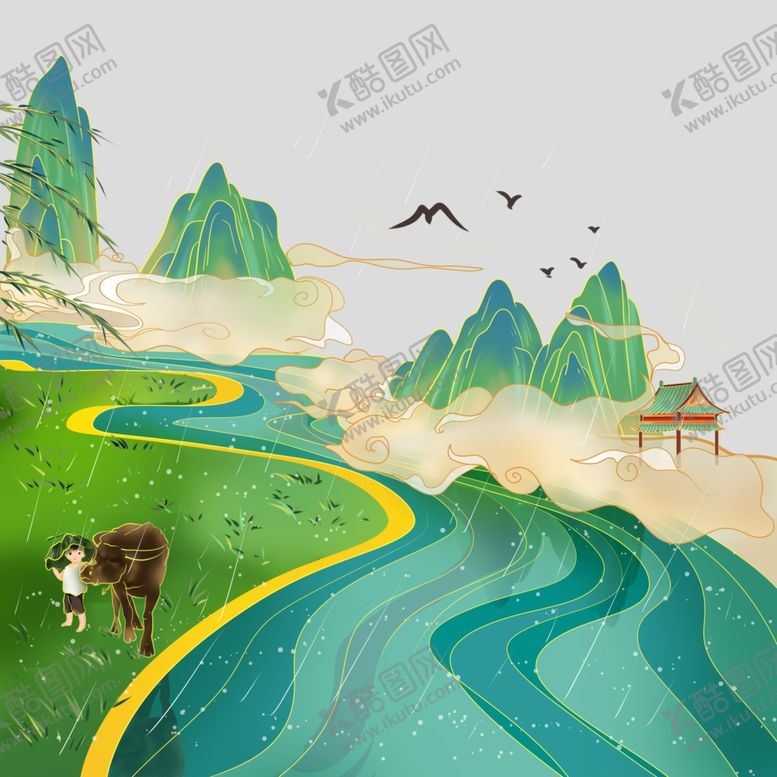 编号：53223804132240537297【酷图网】源文件下载-乡村景色插画素材