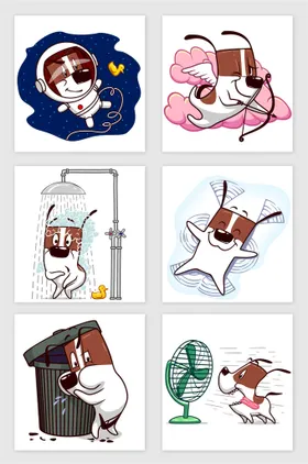 宠物狗贺卡可爱动插矢量图