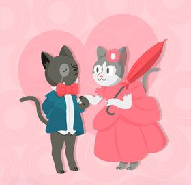 可爱穿礼服情侣猫咪