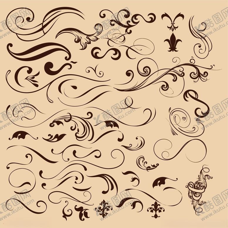 编号：19453911171232509974【酷图网】源文件下载-复古装饰性花纹设计元素