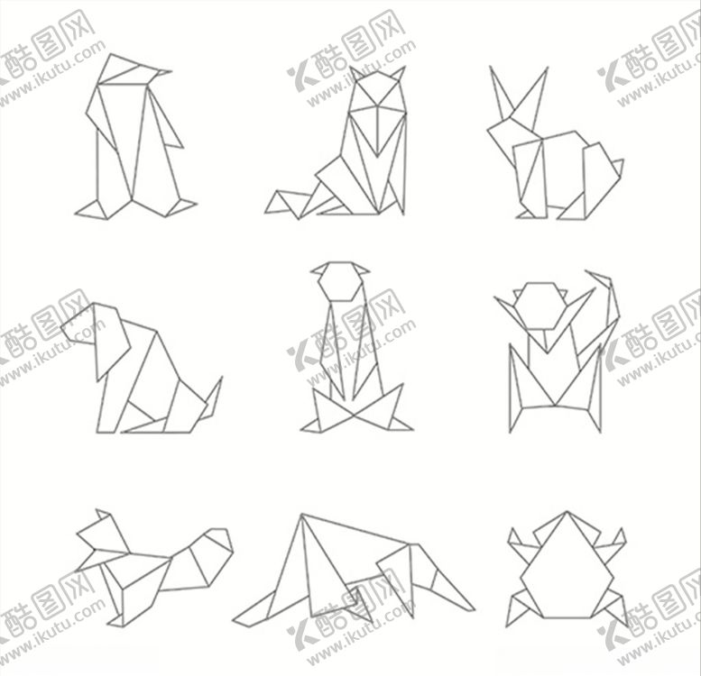 编号：33519710300528175964【酷图网】源文件下载-企鹅兔子手工折纸卡通可爱动物大