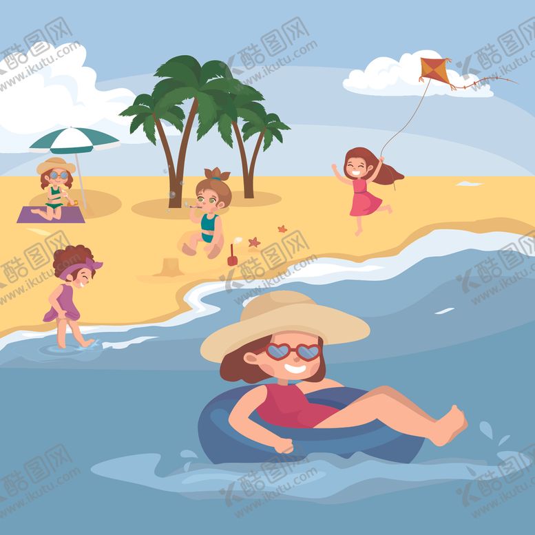 编号：36545209251509278689【酷图网】源文件下载-卡通沙滩