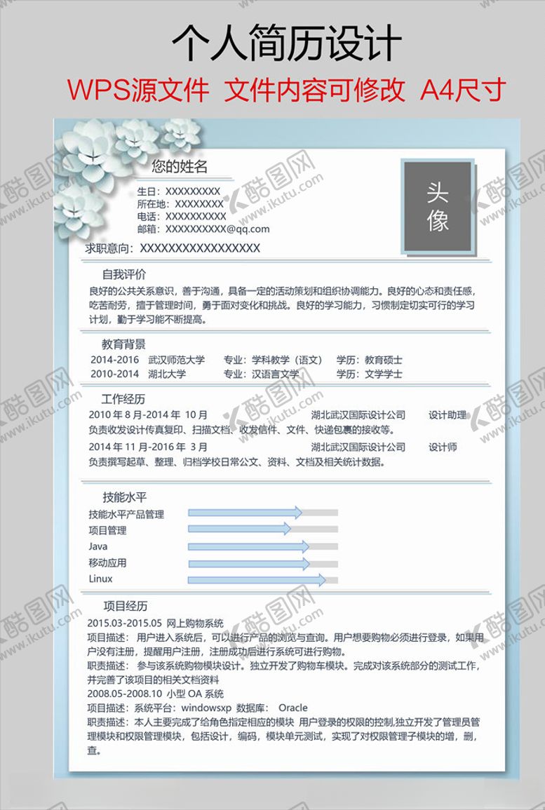 编号：87801003150142266464【酷图网】源文件下载-个人简历