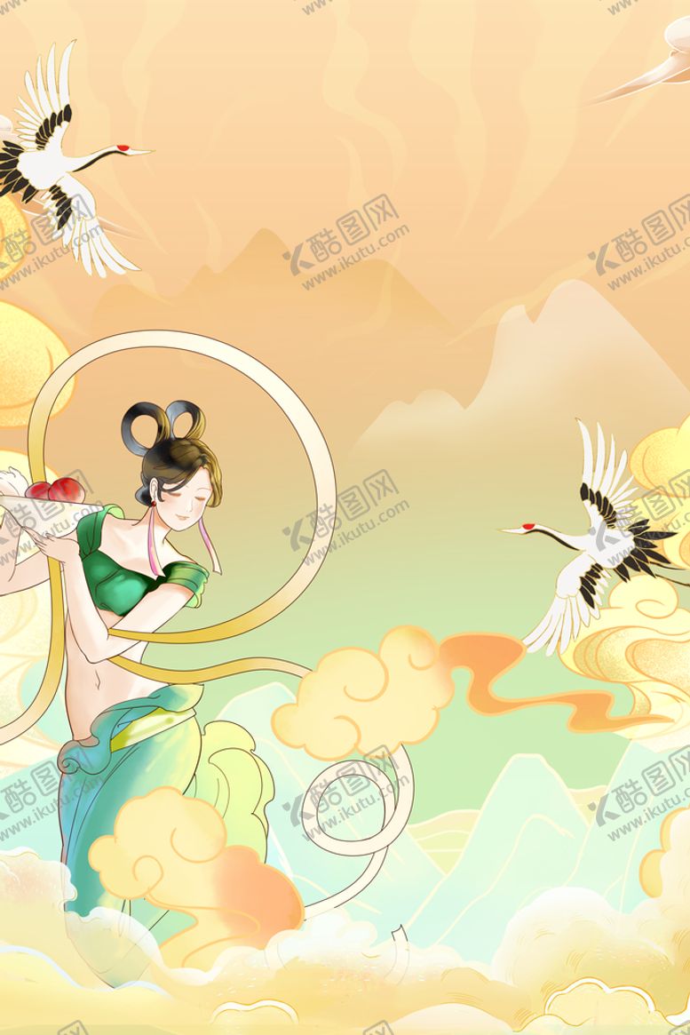 编号：94310609211112497152【酷图网】源文件下载-手绘山水国潮风格PSD素材