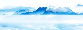 水墨画山简约中式蓝色