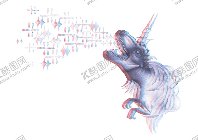 编号：83665709290807509663【酷图网】源文件下载-梦幻水彩恐龙图案