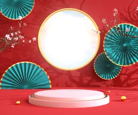 立体展台 C4D电商海报 国潮
