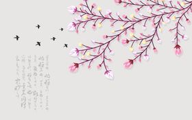 浮雕花花鸟画背景墙