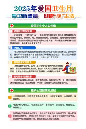 蓝色清新爱国卫生月海报背景
