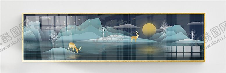 编号：36462609240901153627【酷图网】源文件下载-麋鹿装饰画床头画