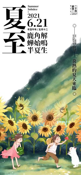 夏至节气海报葵花创意二十四