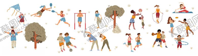 编号：28349109271531067980【酷图网】源文件下载-多样户外休闲人物场景图