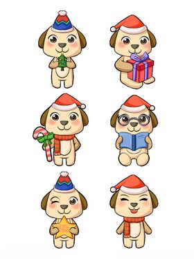 可爱小狗节日装扮形象