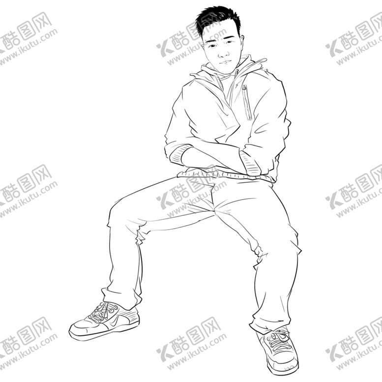 编号：82728110070217531183【酷图网】源文件下载-手绘人物坐姿男生线稿