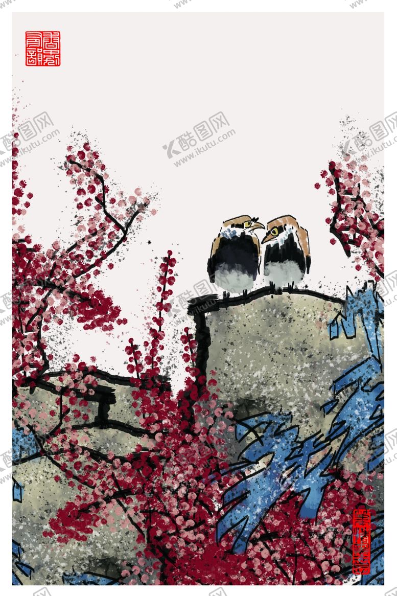 编号：50510209170157098024【酷图网】源文件下载-鸳鸯鸟水墨装饰画