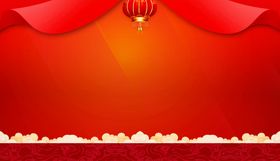 红色喜庆背景配中式灯笼