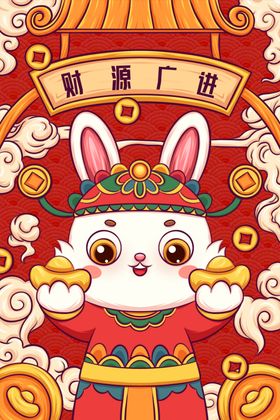 喜庆萌兔贺岁图