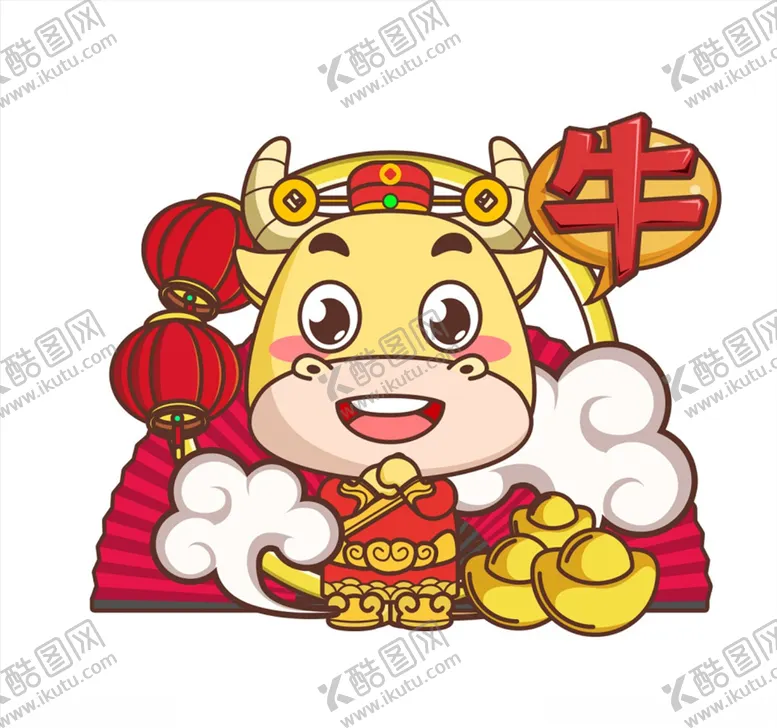 编号：66538705020241167509【酷图网】源文件下载-牛年大吉卡通拜年小牛