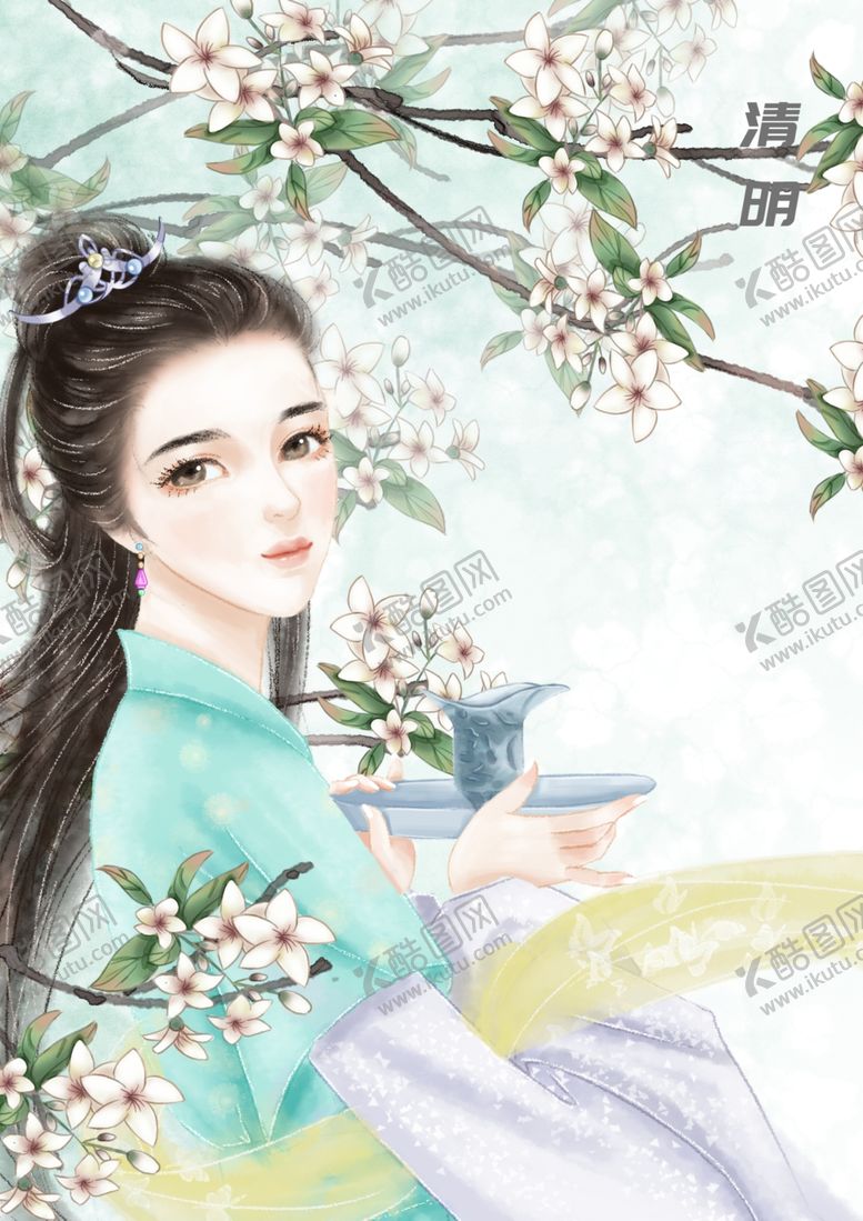 编号：58898410191712464995【酷图网】源文件下载-中国风节气手绘美女