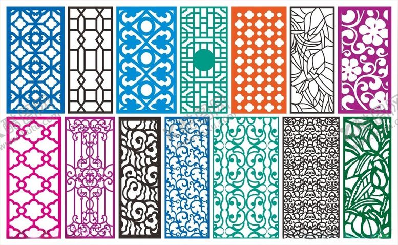 编号：49413910120117378151【酷图网】源文件下载-窗花镂空花纹屏风隔断雕花