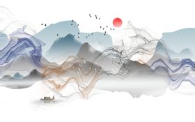 新中式水墨山水背景