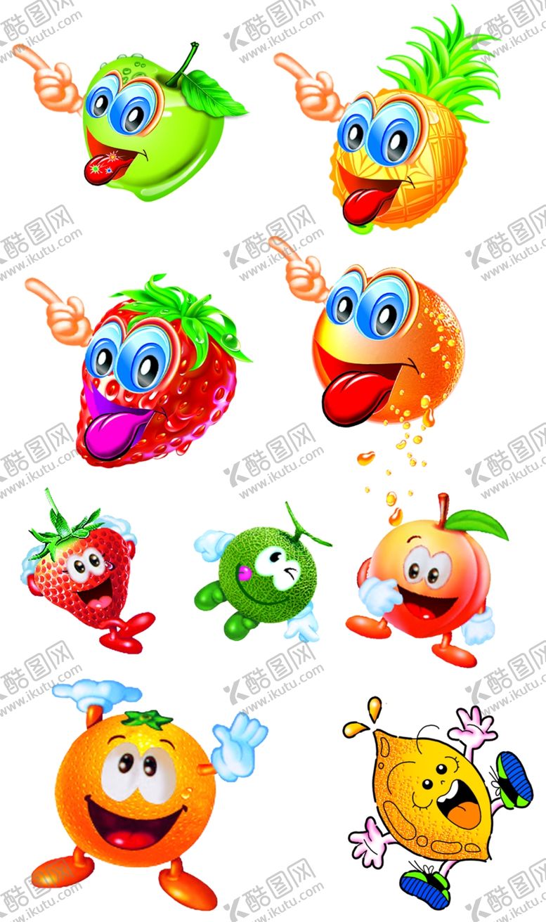 编号：49038907140328049598【酷图网】源文件下载-卡通水果手绘