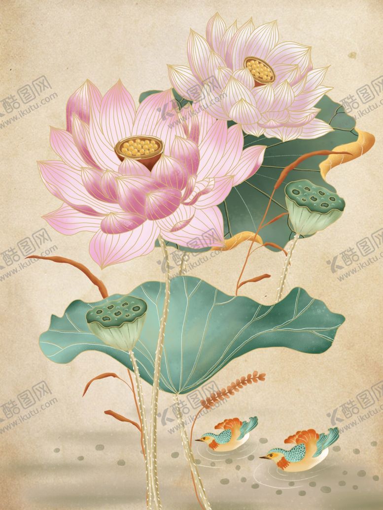 编号：40324411230454122216【酷图网】源文件下载-莲花插画