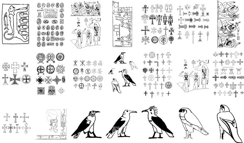 编号：18509511111055276390【酷图网】源文件下载-线描古埃及人文历史建筑金字塔