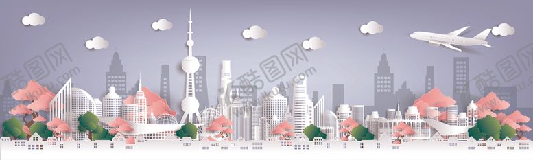 编号：16008306290810577171【酷图网】源文件下载-城市剪纸插画