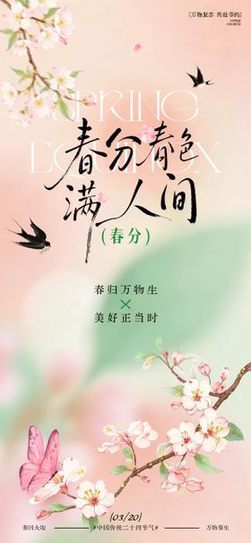 春分节气春日场景海报