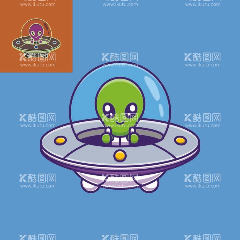 编号：73762111251658085956【酷图网】源文件下载-可爱卡通外星人UFO