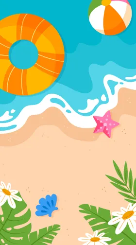 沙滩迎夏天夏天吊旗夏天展板