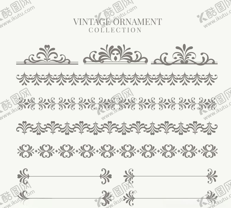 编号：90953909271126409801【酷图网】源文件下载-11款复古花纹花边矢量素材