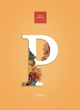 创意英文字母花朵X组合海报