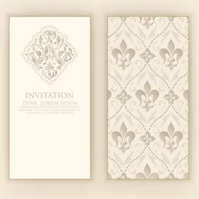 复古花纹婚礼请柬设计