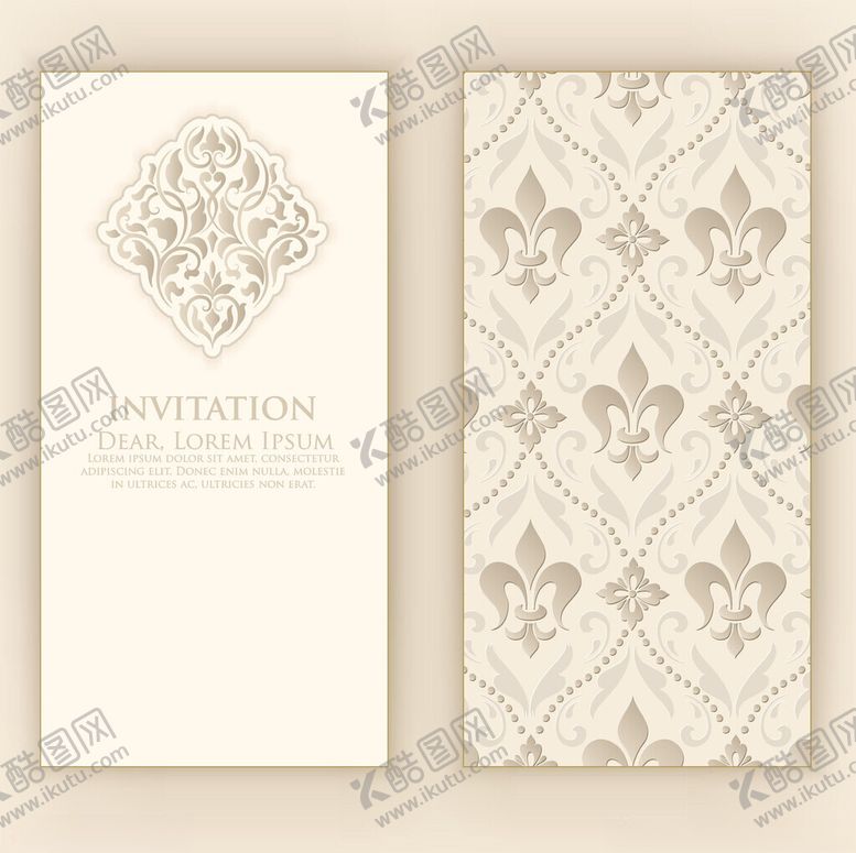 编号：64655904151913126665【酷图网】源文件下载-复古花纹婚礼请柬设计