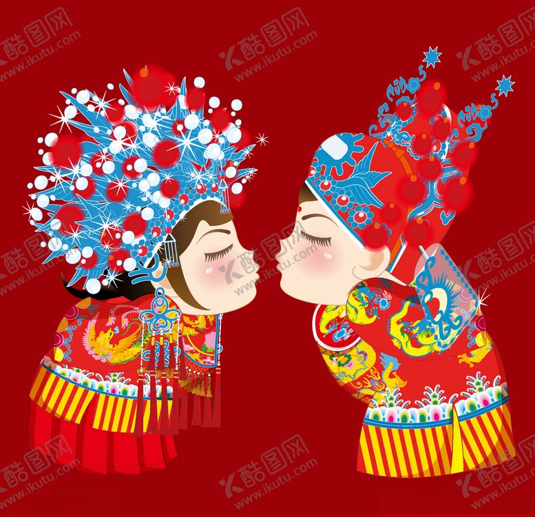 编号：34695805120736072409【酷图网】源文件下载-卡通中式婚礼