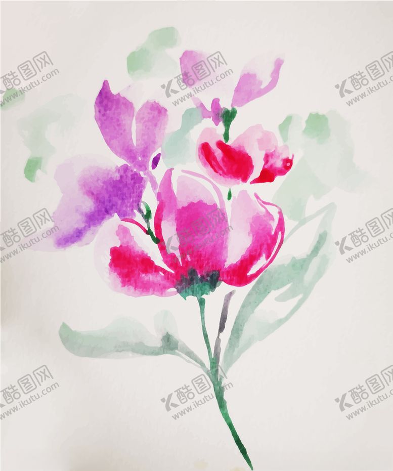 编号：83715004300707541502【酷图网】源文件下载-水彩花卉矢量图案
